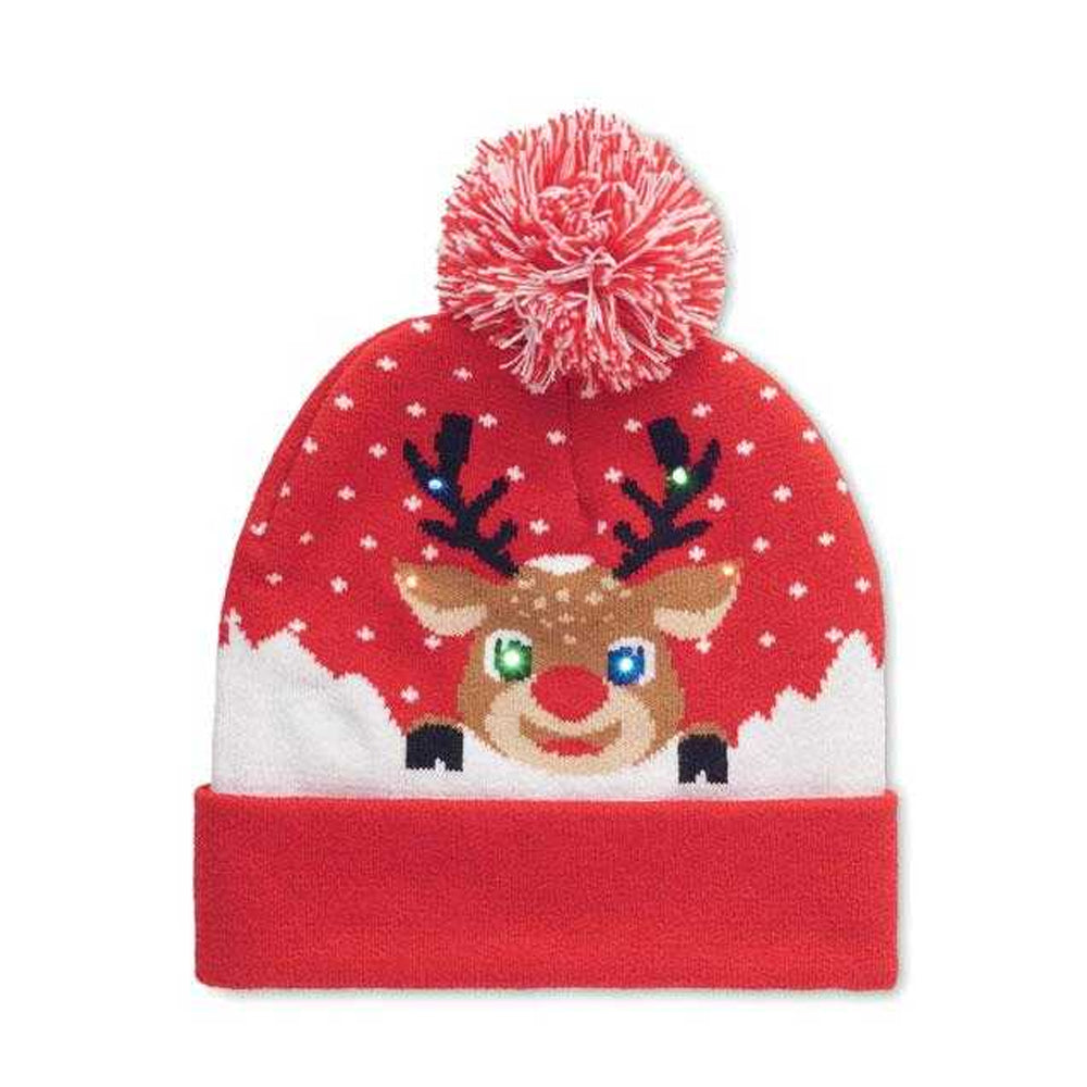 Red - Front - MidOcean Shimas Light LED Knitted Christmas Beanie