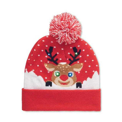 Red - Front - MidOcean Shimas Light LED Knitted Christmas Beanie