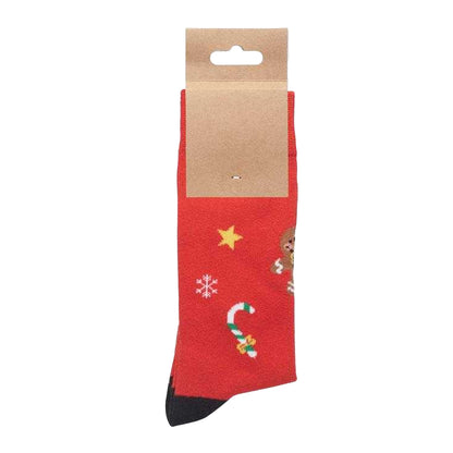 Red - Side - MidOcean Unisex Adult Christmas Socks