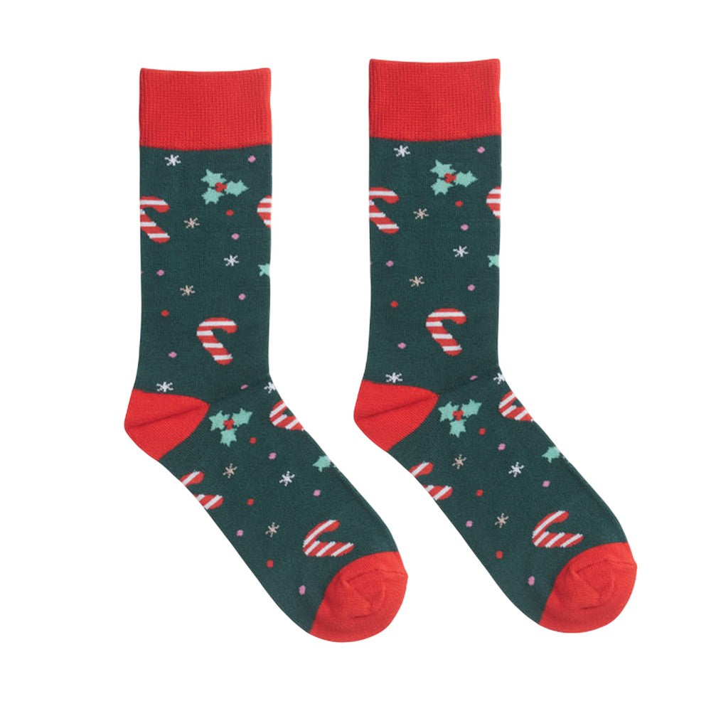Green - Back - MidOcean Unisex Adult Christmas Socks