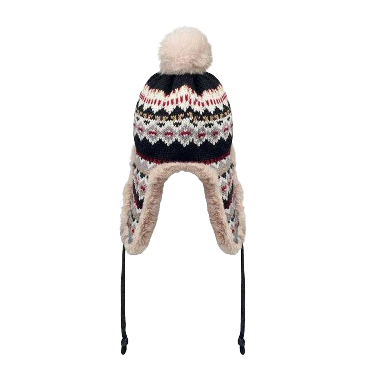 Black - Back - MidOcean Unisex Adult Yulong Knitted Ear Flaps Beanie