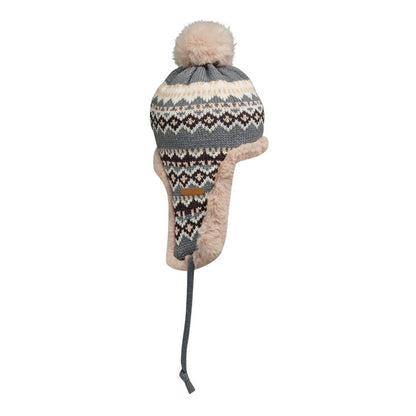Grey - Side - MidOcean Unisex Adult Yulong Knitted Ear Flaps Beanie