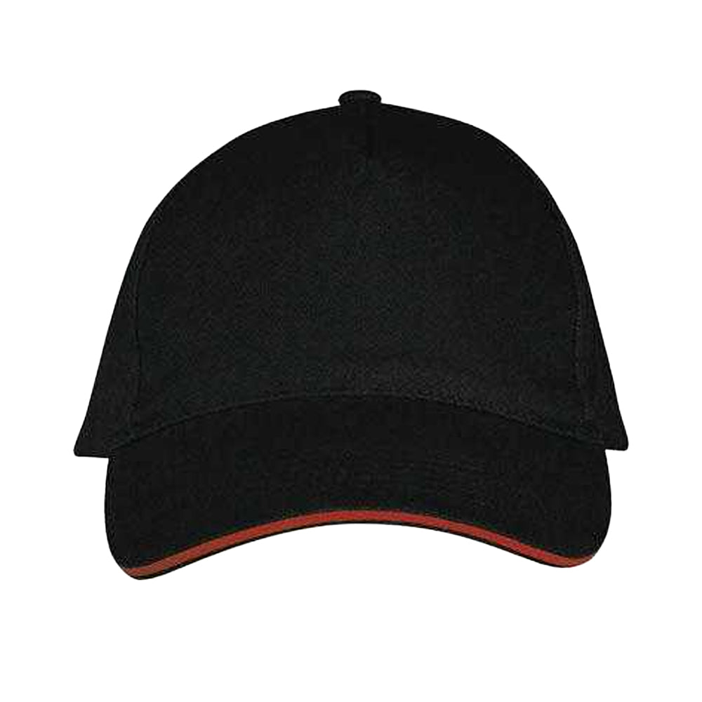 Black-Red - Front - MidOcean Long Beach 5 Panel Baseball Cap