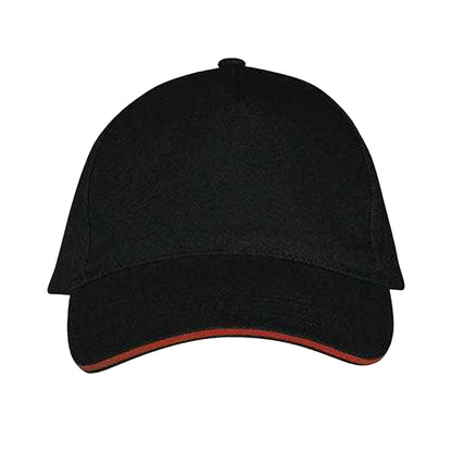 Black-Red - Front - MidOcean Long Beach 5 Panel Baseball Cap