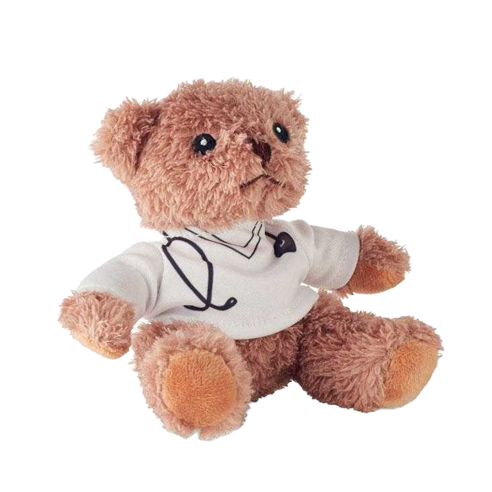 White-Brown - Side - MidOcean Doctor Plush Teddy Bear