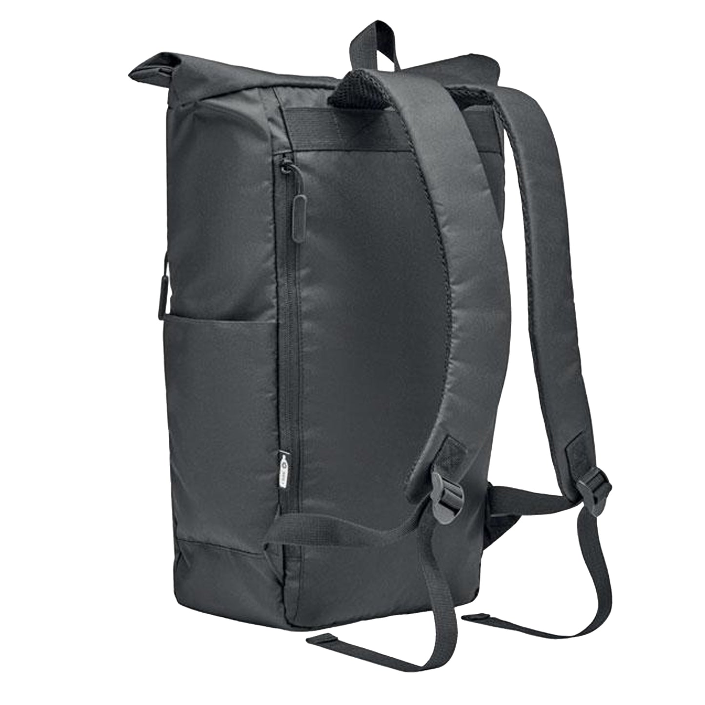 Black - Back - MidOcean Valley Roll Top RPET Backpack