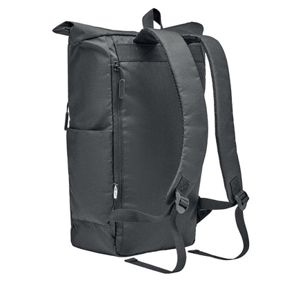 Black - Back - MidOcean Valley Roll Top RPET Backpack