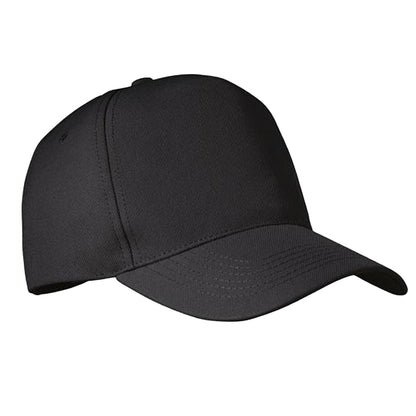 Black - Front - MidOcean Senga RPET 5 Panel Baseball Cap
