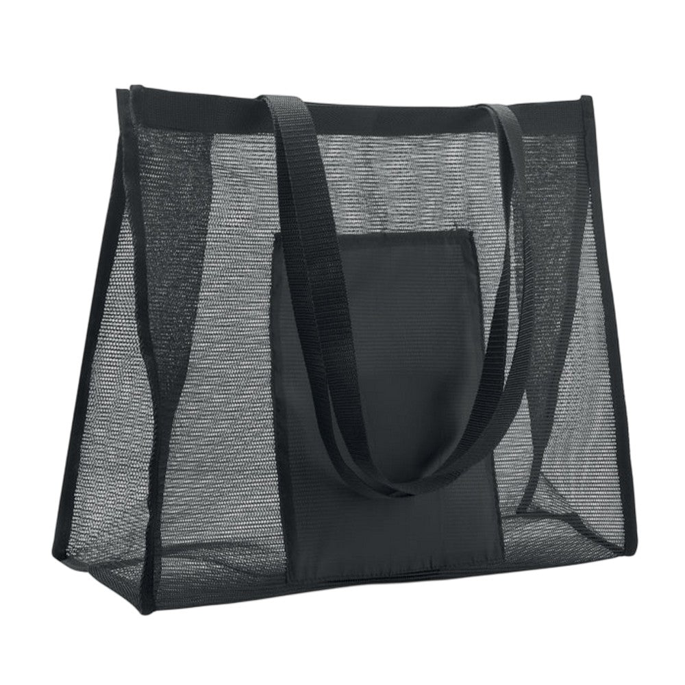 Black - Front - MidOcean Limp RPET Mesh Tote Bag