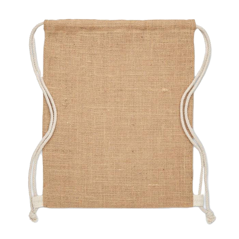 Beige - Back - MidOcean Fukuro Jute Drawstring Bag