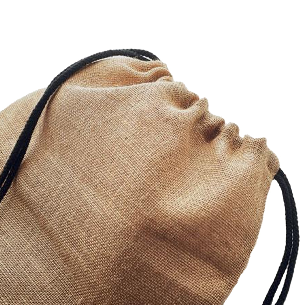 Black - Back - MidOcean Fukuro Jute Drawstring Bag