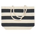 Black - Side - MidOcean Heaven Stripe Cotton Beach Shopper Bag