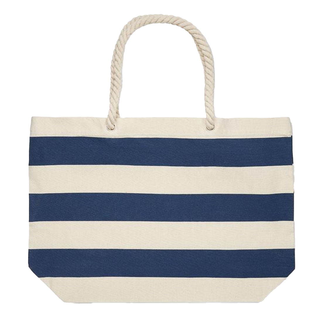 Blue - Back - MidOcean Heaven Stripe Cotton Beach Shopper Bag