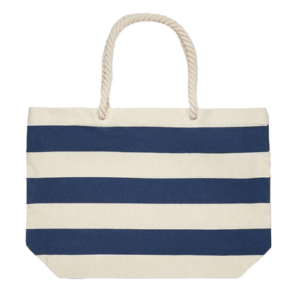 Blue - Back - MidOcean Heaven Stripe Cotton Beach Shopper Bag