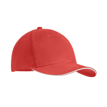 White-Red - Front - MidOcean Tekapo Heavy Brushed Cotton Baseball Cap