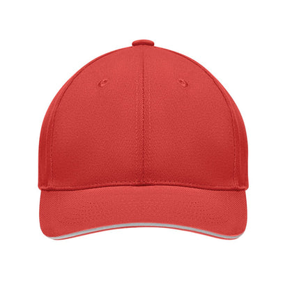 White-Red - Side - MidOcean Tekapo Heavy Brushed Cotton Baseball Cap
