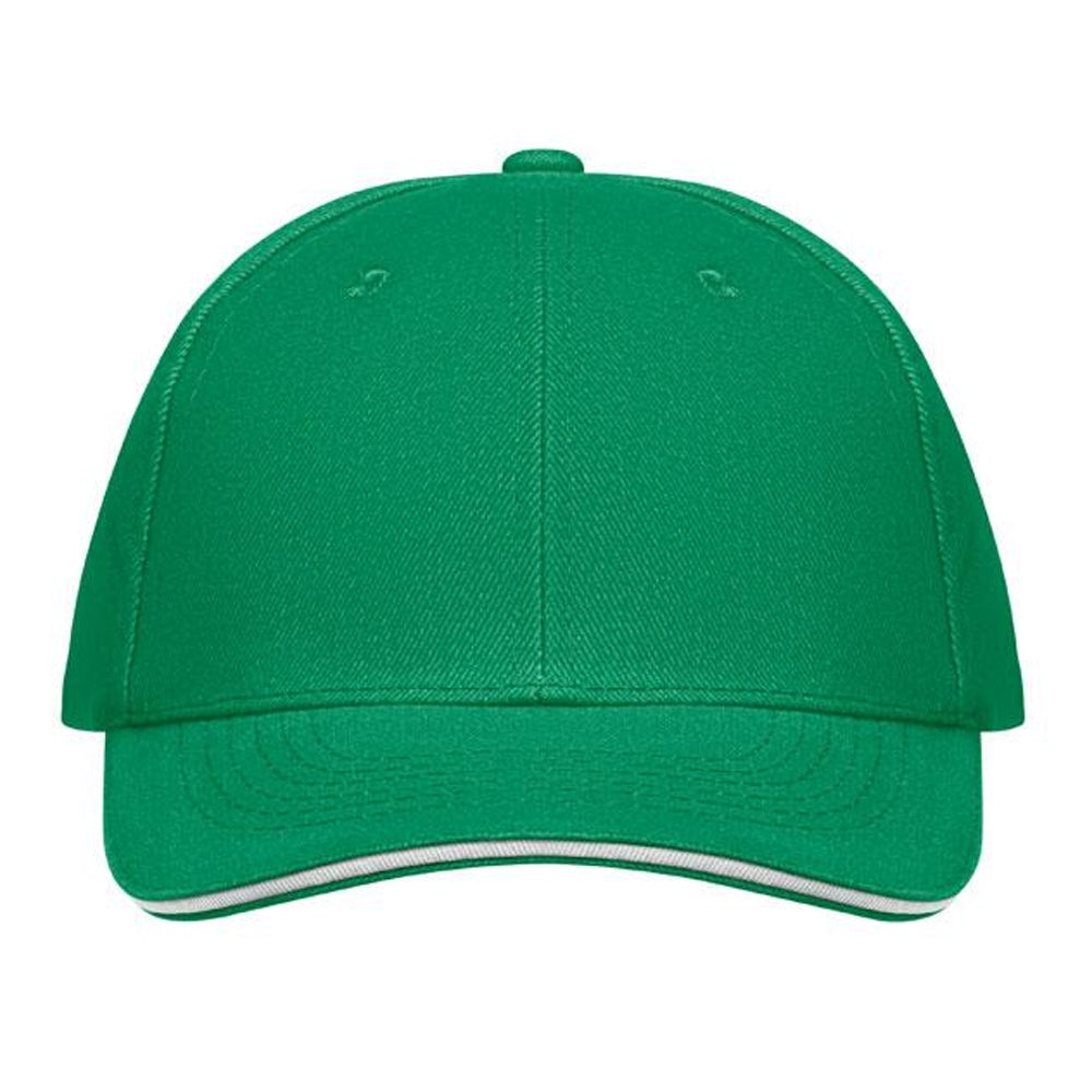 Prairie Green-White - Front - MidOcean Buffalo 6 Panel Baseball Cap