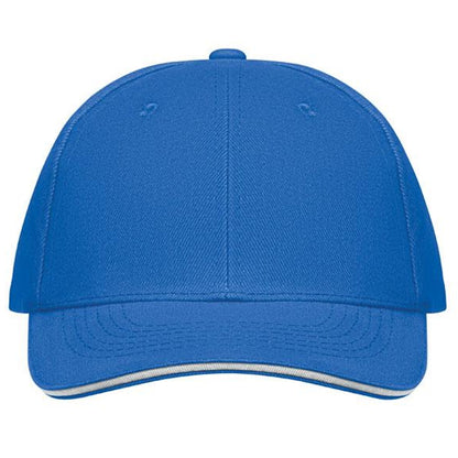 White-Blue - Front - MidOcean Buffalo 6 Panel Baseball Cap