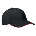 Black-Red - Front - MidOcean Buffalo 6 Panel Baseball Cap