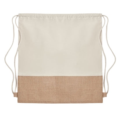 Beige - Back - MidOcean India Jute Drawstring Bag