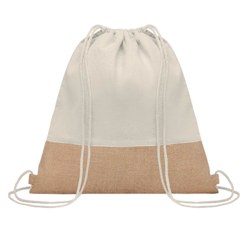 Beige - Front - MidOcean India Jute Drawstring Bag