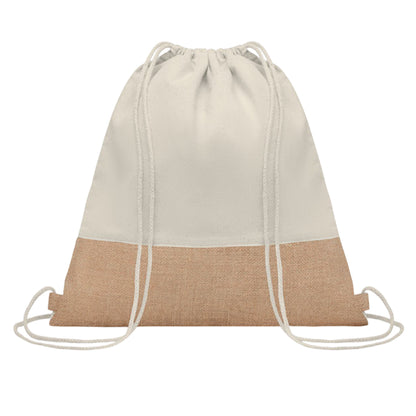 Beige - Front - MidOcean India Jute Drawstring Bag