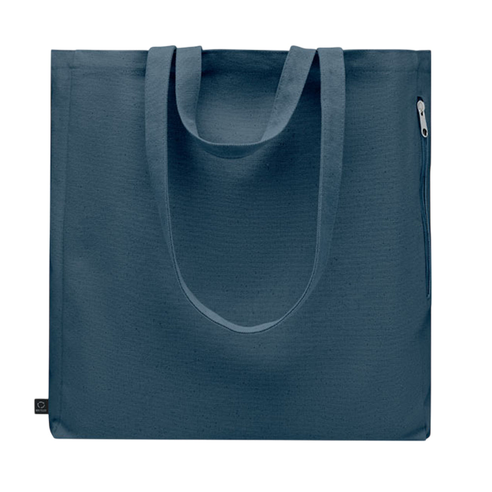 Blue - Front - MidOcean GAVE Recycled Cotton Shopper Bag
