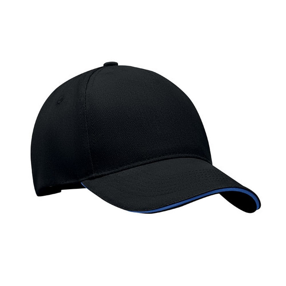 Black-Blue - Front - MidOcean Singa 5 Panel Baseball Cap