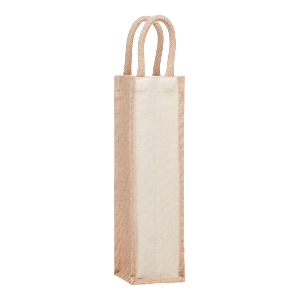 Beige - Front - MidOcean Campo Di Vino Jute Wine Bag