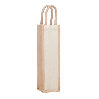 Beige - Front - MidOcean Campo Di Vino Jute Wine Bag