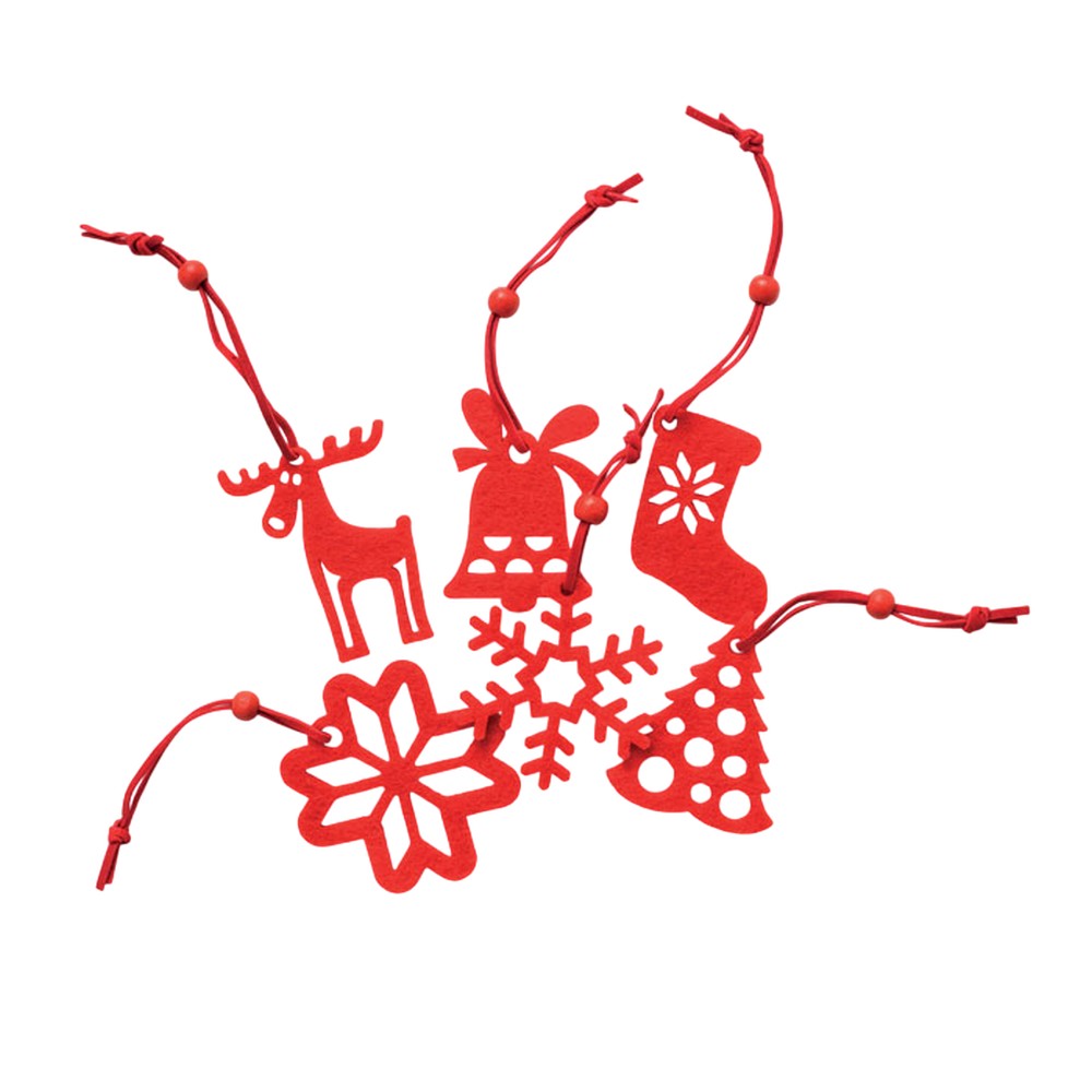 Red - Back - MidOcean Rouge Felt Christmas Tree Decoration Set