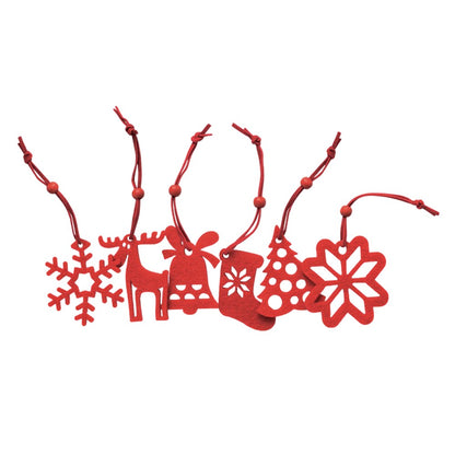 Red - Front - MidOcean Rouge Felt Christmas Tree Decoration Set