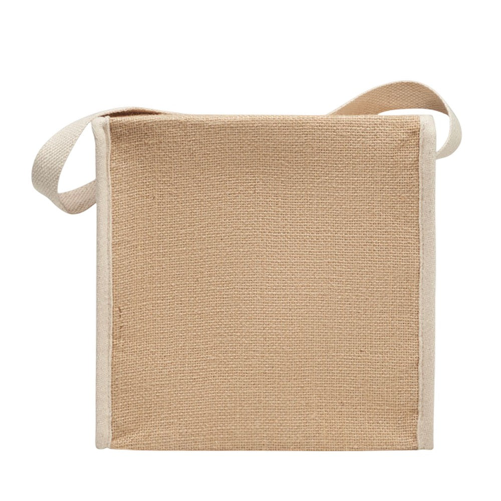 Beige - Back - MidOcean Lona 3L Jute Canvas Cooler Bag