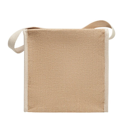 Beige - Back - MidOcean Lona 3L Jute Canvas Cooler Bag