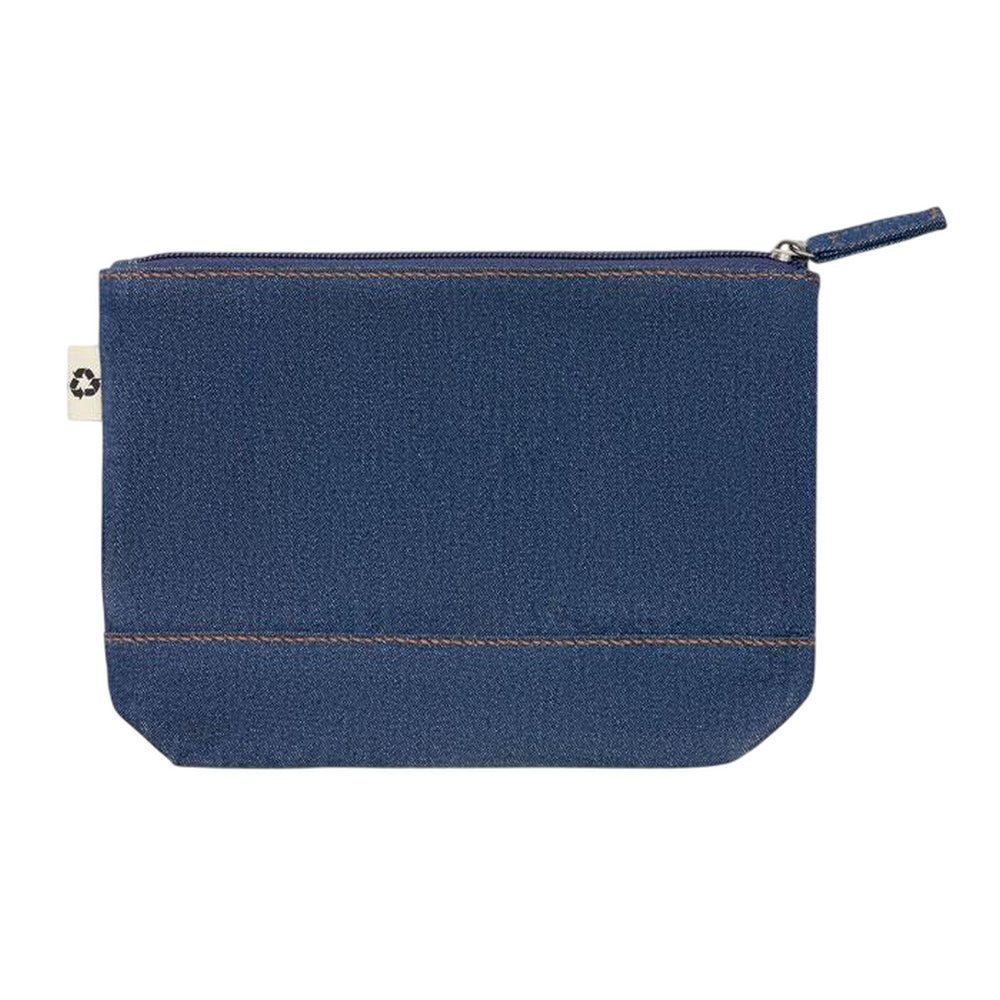 Blue - Back - MidOcean Style Pouch Denim Recycled Cosmetic Bag