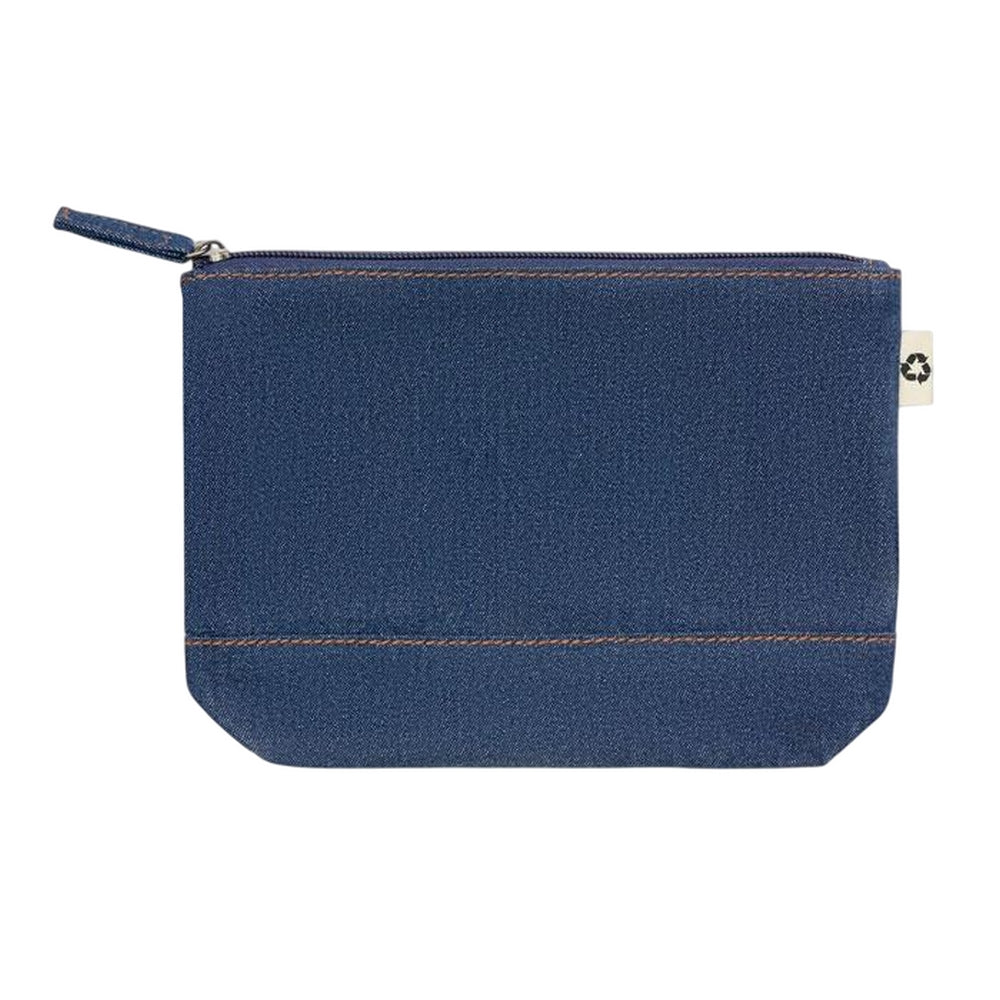 Blue - Side - MidOcean Style Pouch Denim Recycled Cosmetic Bag