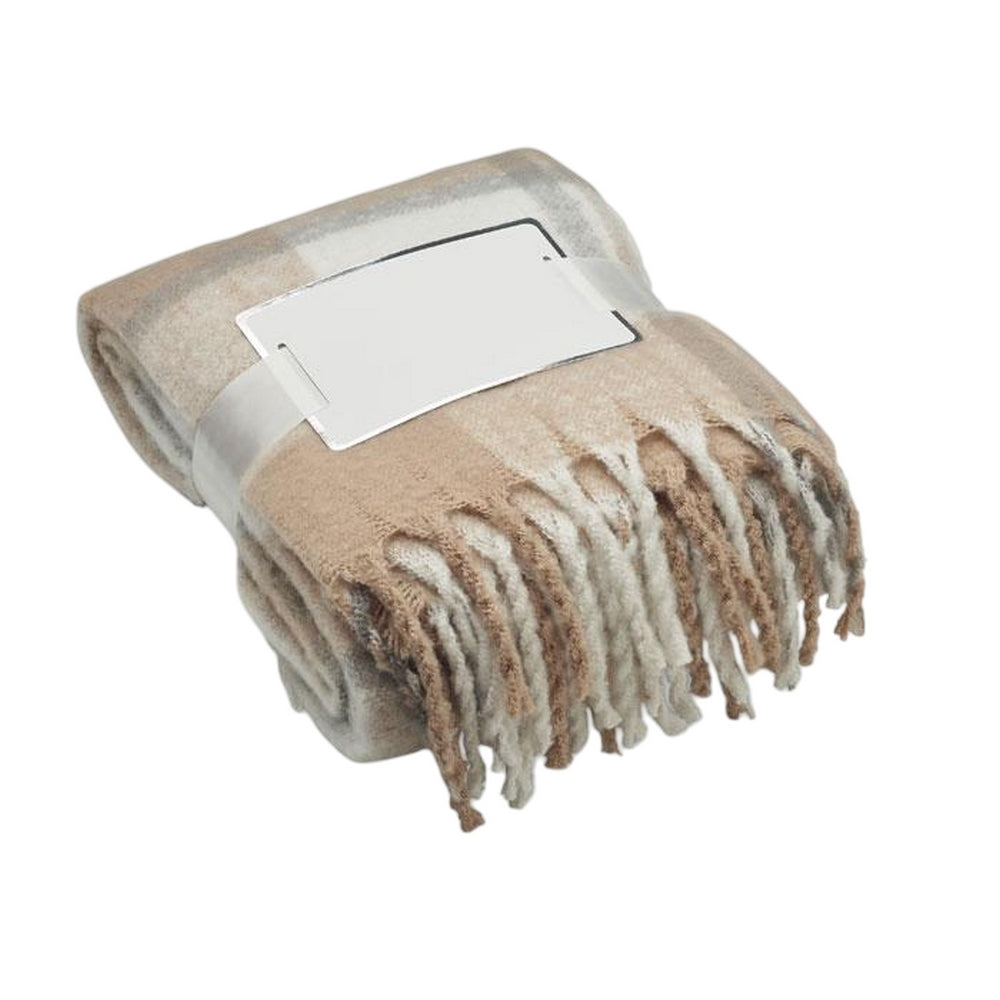 Beige - Side - MidOcean Quet Mohair Chequered Blanket