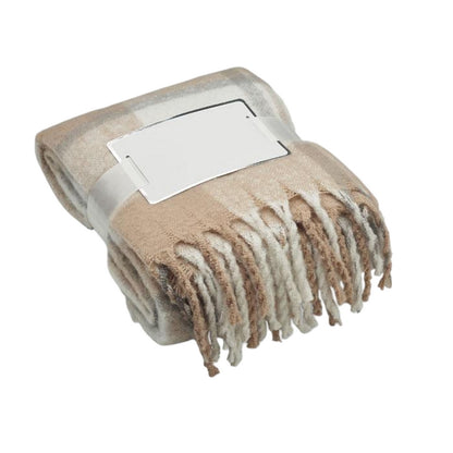 Beige - Side - MidOcean Quet Mohair Chequered Blanket