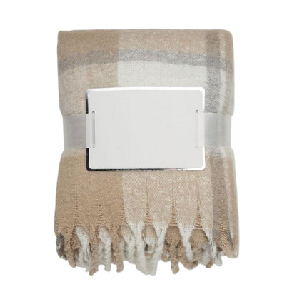 Beige - Back - MidOcean Quet Mohair Chequered Blanket