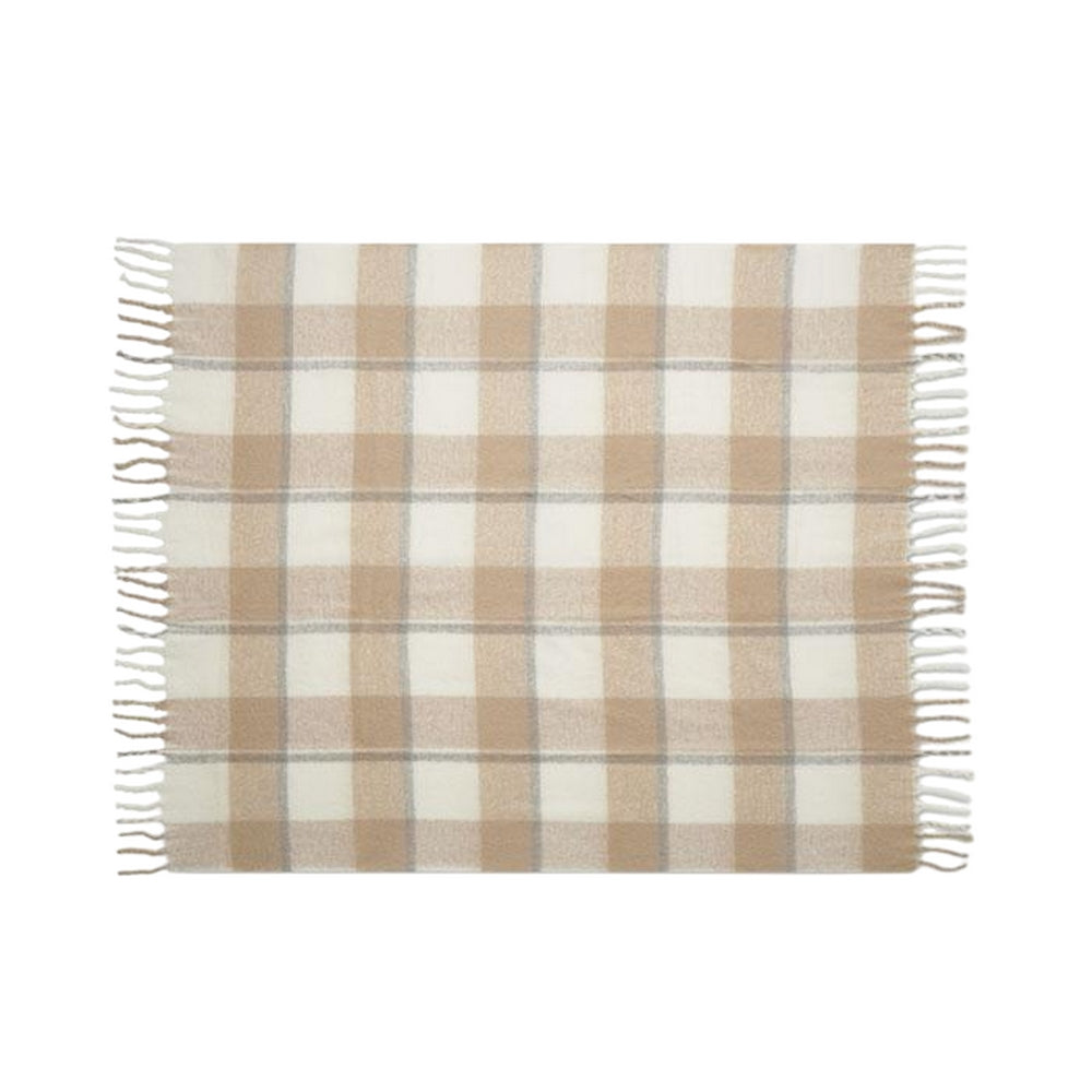 Beige - Front - MidOcean Quet Mohair Chequered Blanket