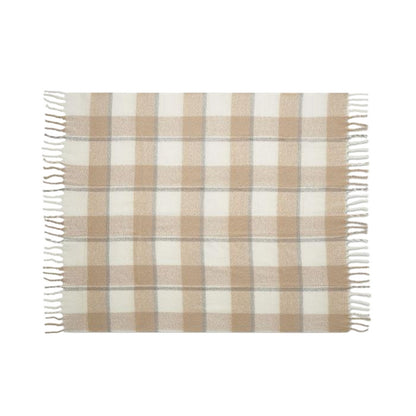 Beige - Front - MidOcean Quet Mohair Chequered Blanket