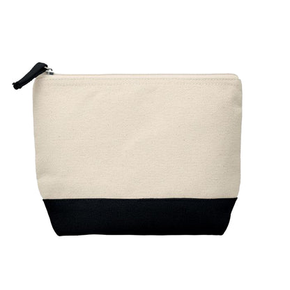 Black-Beige - Front - MidOcean Kleuren Cotton Cosmetic Bag