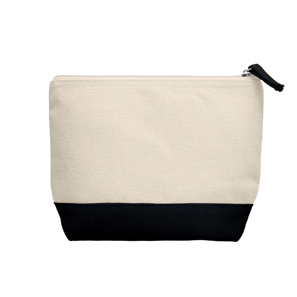 Black-Beige - Back - MidOcean Kleuren Cotton Cosmetic Bag
