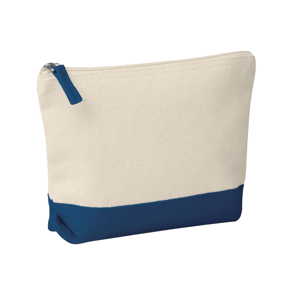 Blue-Beige - Side - MidOcean Kleuren Cotton Cosmetic Bag