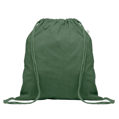 Dark Green - Front - MidOcean Cabetri Colour Recycled Cotton Drawstring Bag