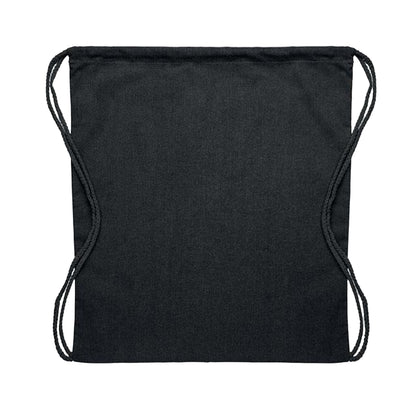 Black - Back - MidOcean Cabetri Colour Recycled Cotton Drawstring Bag