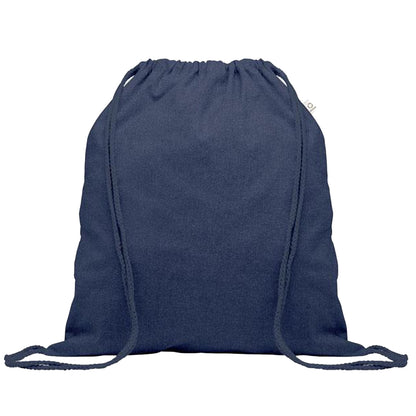 Blue - Front - MidOcean Cabetri Colour Recycled Cotton Drawstring Bag