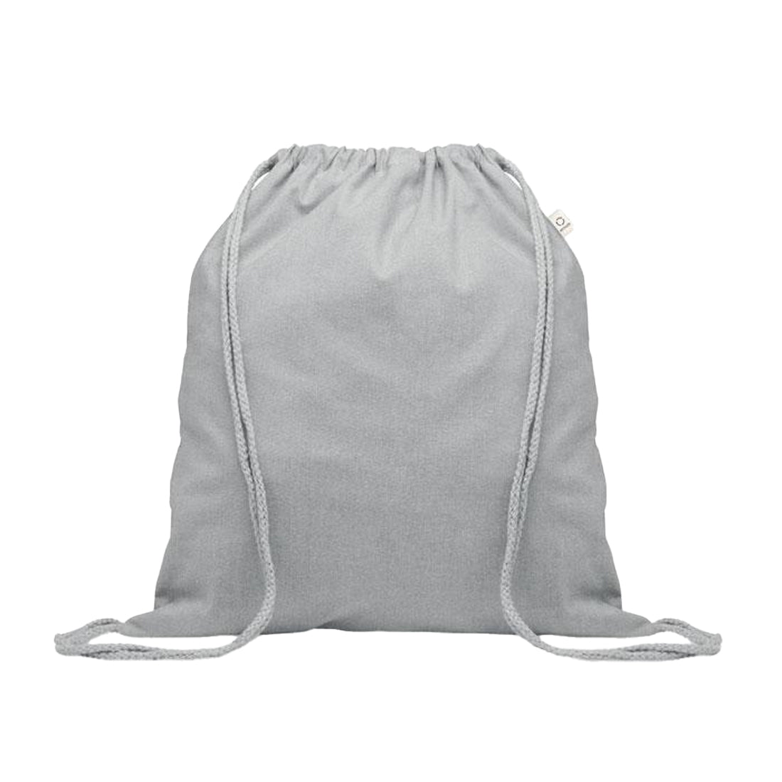 Grey - Front - MidOcean Cabetri Colour Recycled Cotton Drawstring Bag