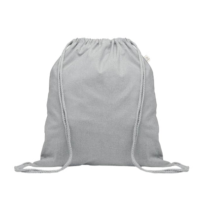 Grey - Front - MidOcean Cabetri Colour Recycled Cotton Drawstring Bag