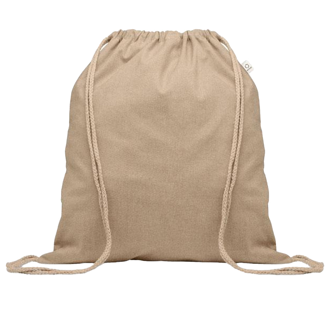 Khaki Brown - Front - MidOcean Cabetri Colour Recycled Cotton Drawstring Bag